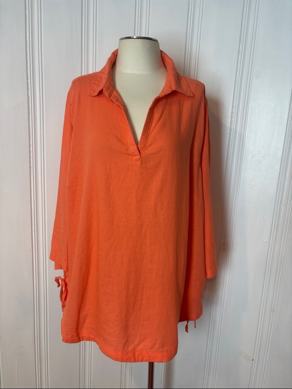Isaac Mizrahi Coral Linen Blend Tunic | Oversized XL to 2X (estimated)